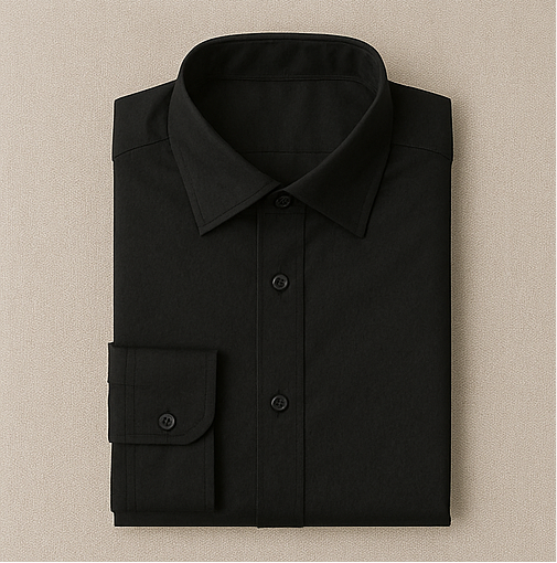 Classic Black Cotton Shirt with Black Buttons
