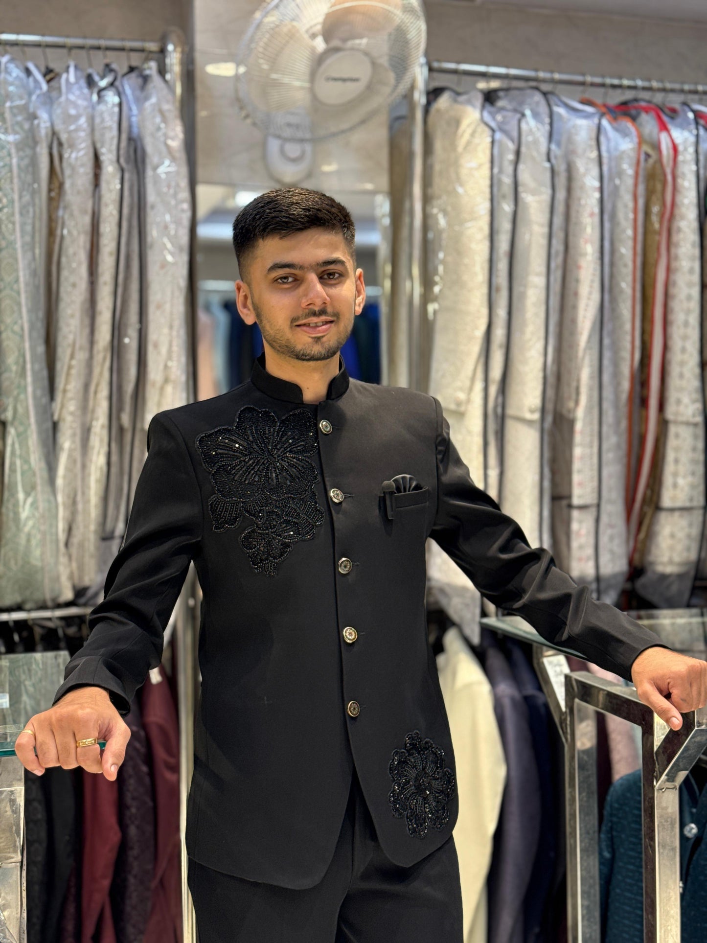 Royal Black Suit – Floral Embroidery