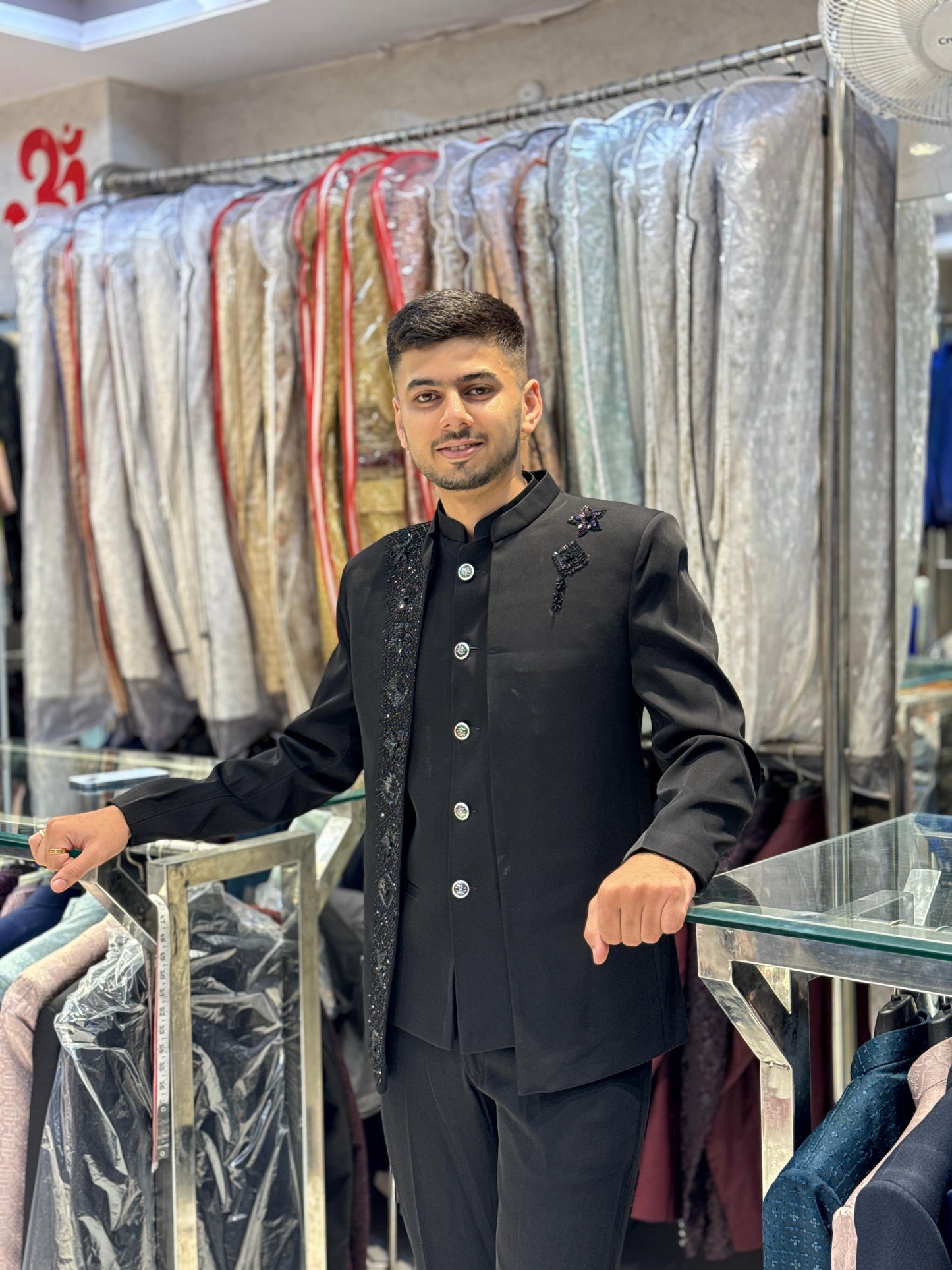 Royal Black Suit – Geometrical Embroidery