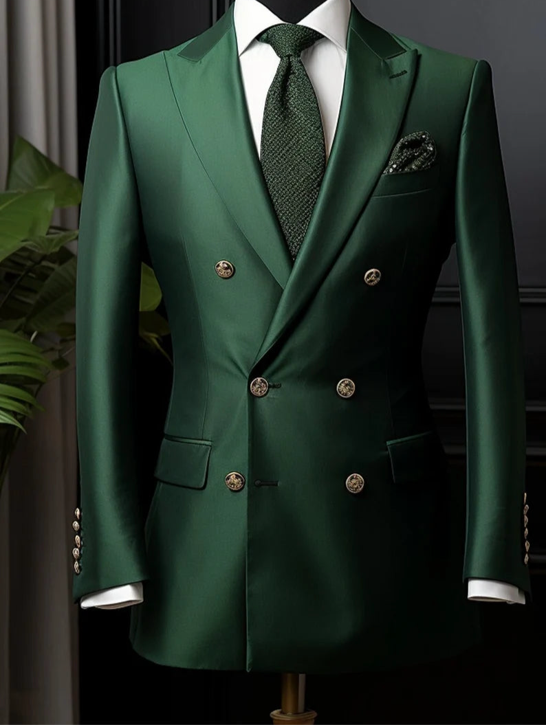 Double Breasted Suit for Men | Hopper Green| Wedding, Party wear; Formal Wear