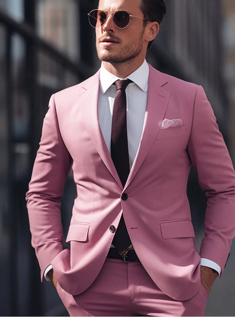 Luxury Italian Fabric 2-PieceSuit for Men |Blossom Pink | Wedding, Party wear; Formal Wear