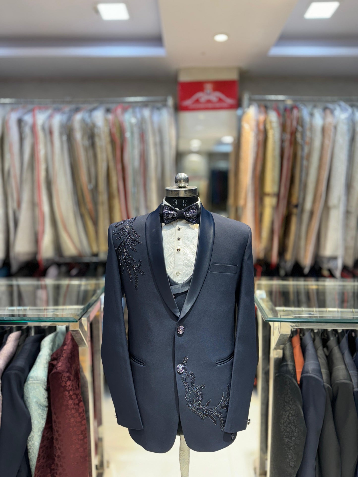 Handcrafted Embroidery Blue 3Ps Suit with Manwork Detailing – Premium Italian Fabric & Impeccable Finished