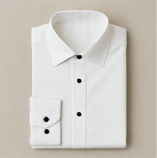 Classic White Cotton Shirt with Black Buttons