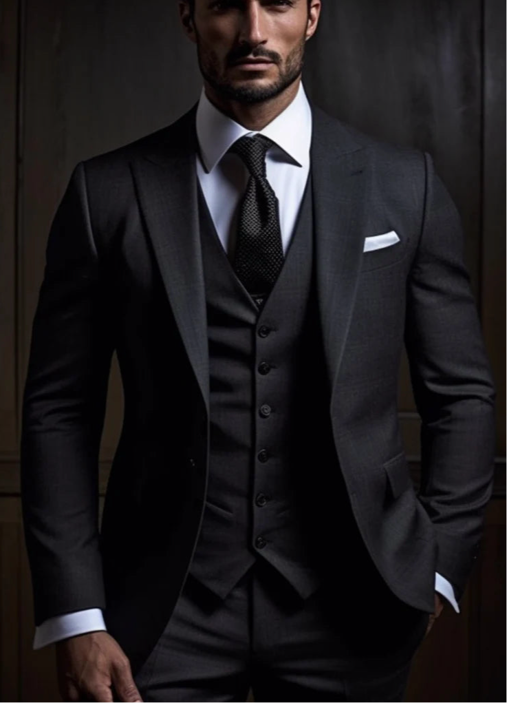 The Ultimate Luxury Italian Fabric 3-Piece Suit for Men |Black |Wedding, Party & Formal Wear