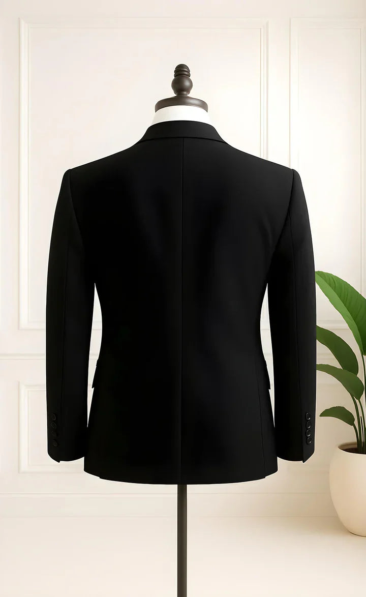 Elegant Black Shawl Lapel 3-Piece Suit/Tailored Fit