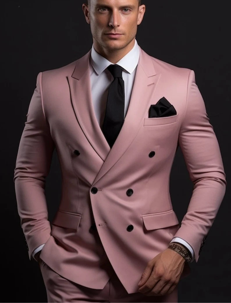 Double Breasted Suit for Men |Dusty Lavender | Wedding, Party wear; Formal Wear