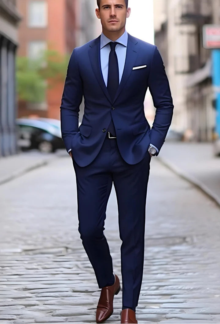 Blue 2-Piece Suit – Effortless Modern Elegance”