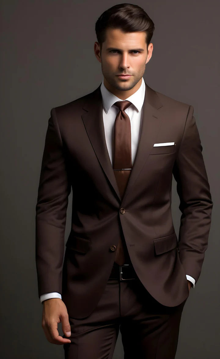 Brown 2-Piece Suit – Effortless Modern Elegance”