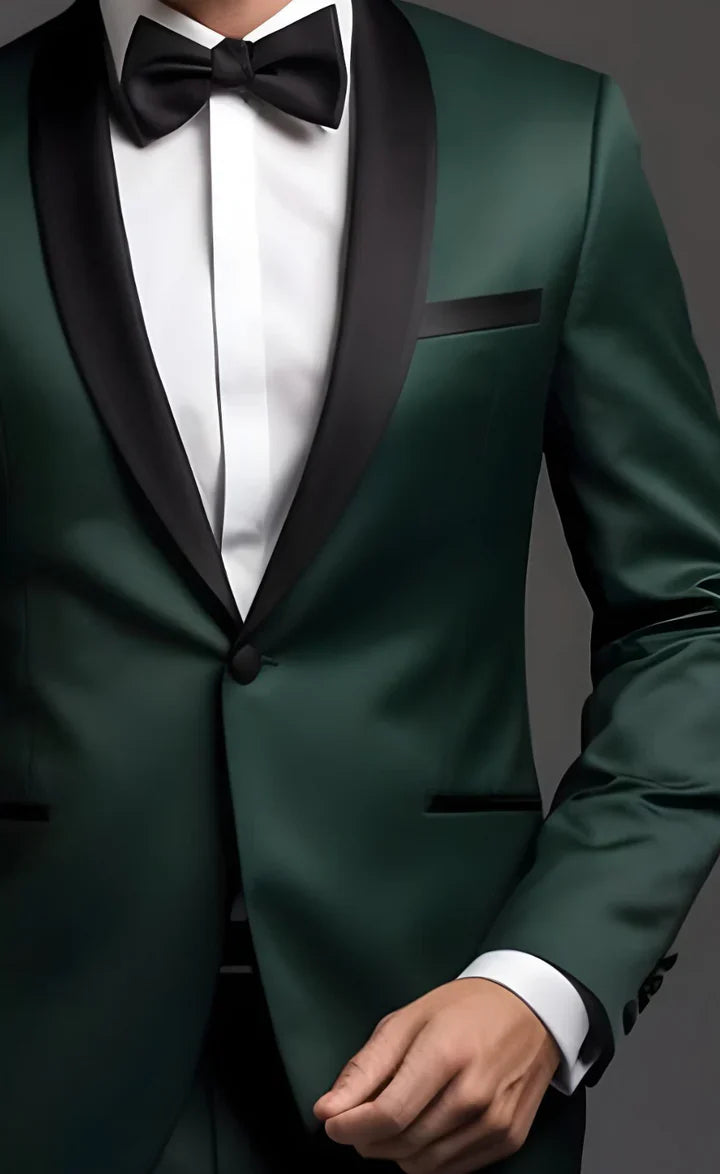 “Forest Green Tuxedo Suit – Effortless Modern Elegance”