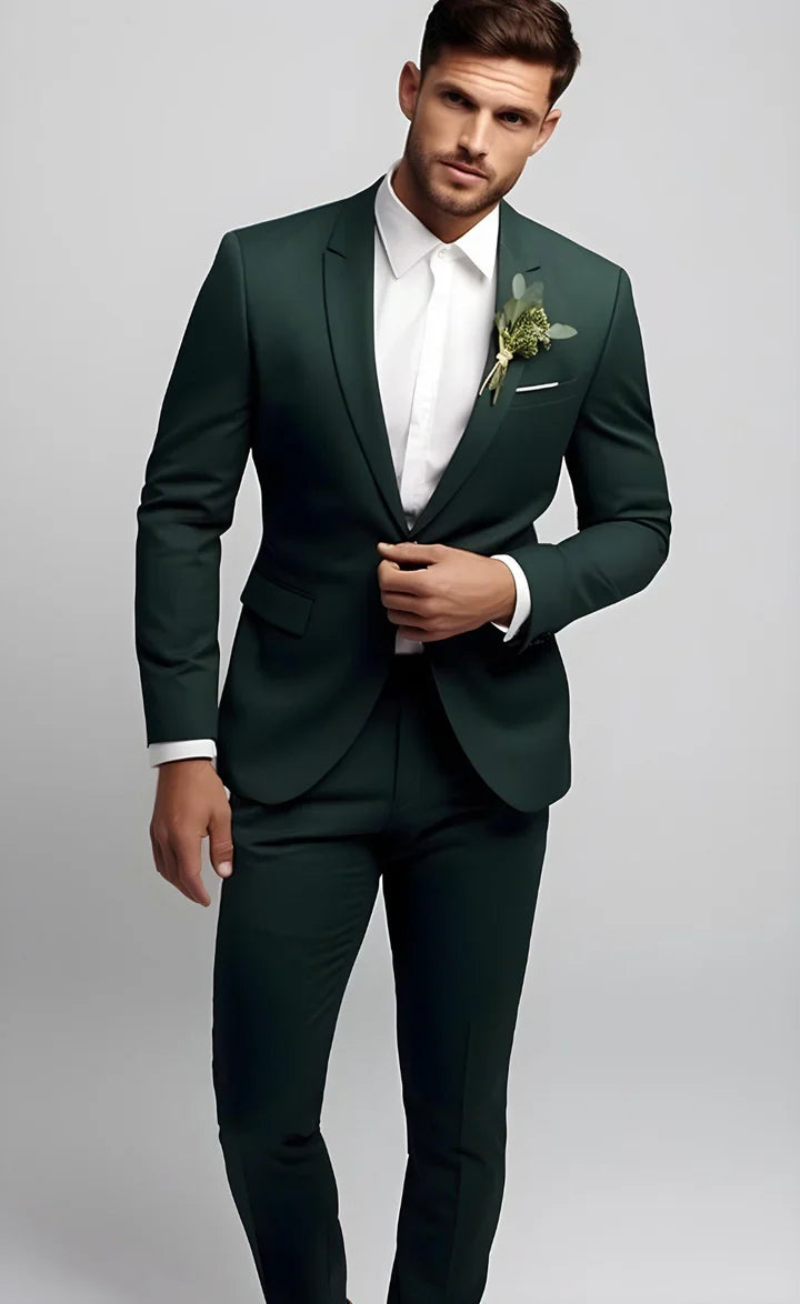 “Bottle Green 2-Piece Suit – Effortless Modern Elegance”