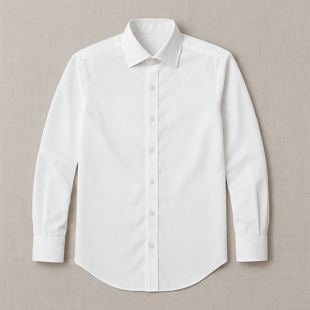 Classic White Cotton Shirt with White Buttons