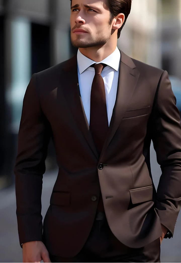 Brown 2-Piece Suit – Effortless Modern Elegance”