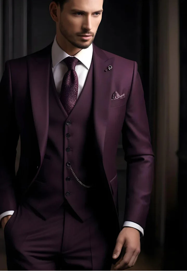 Elegant Purple 3-Piece Suit/Tailored Fit