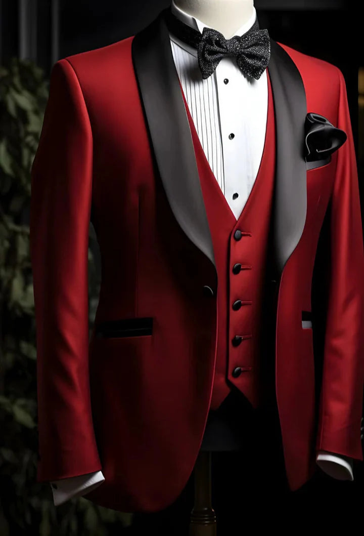 Elegant Red 3-Piece Suit/Tailored Fit
