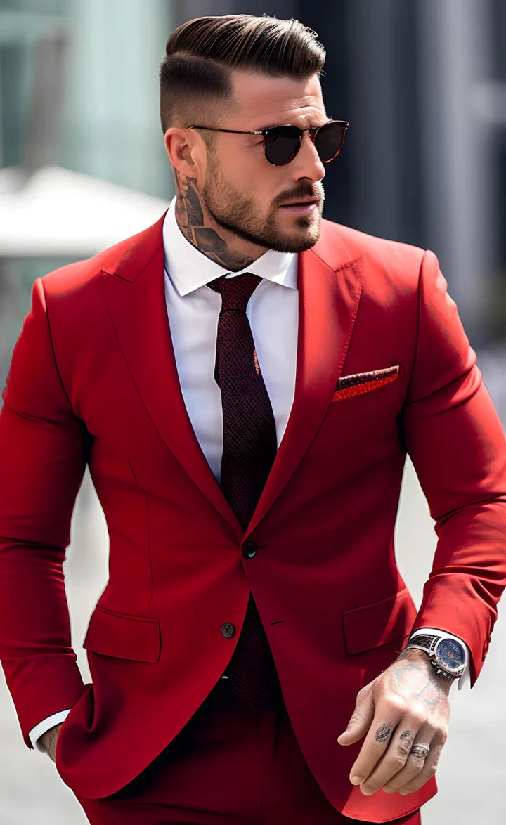 Red 2-Piece Suit – Effortless Modern Elegance”