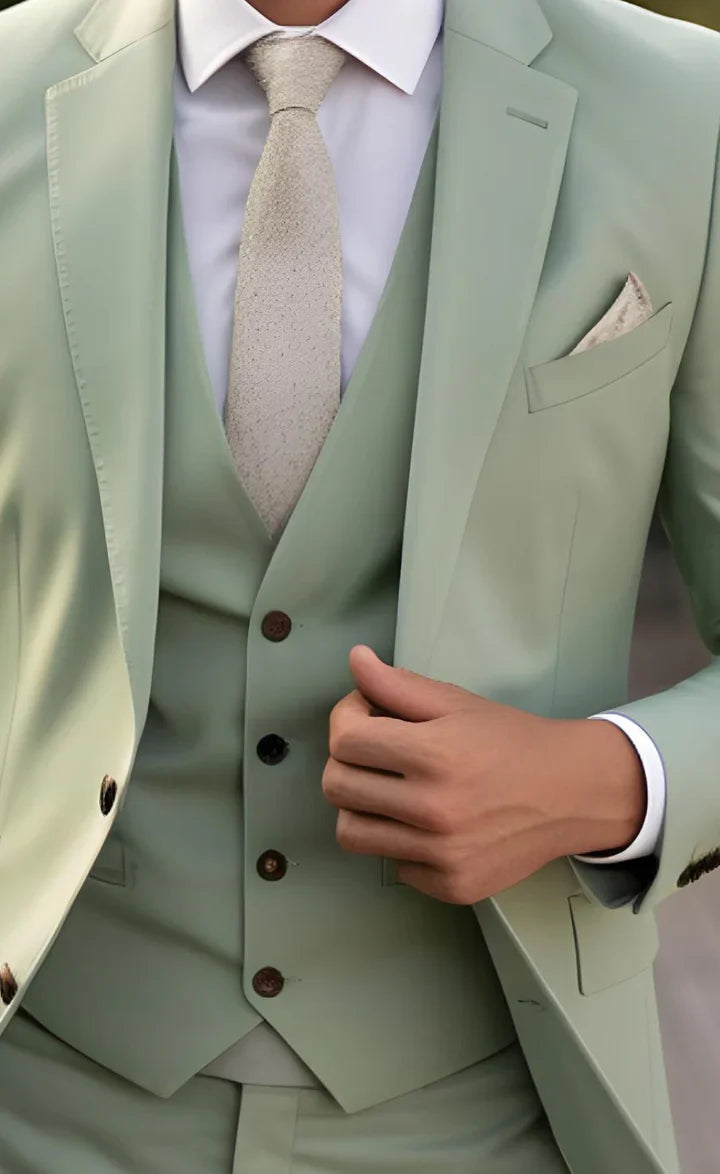 Elegant Sage green 3-Piece Suit/Tailored Fit