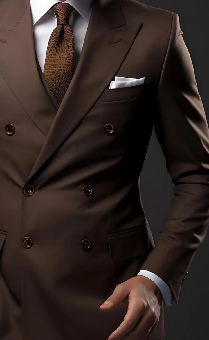 “Coffee Brown Double Breasted Suit – Effortless Modern Elegance”
