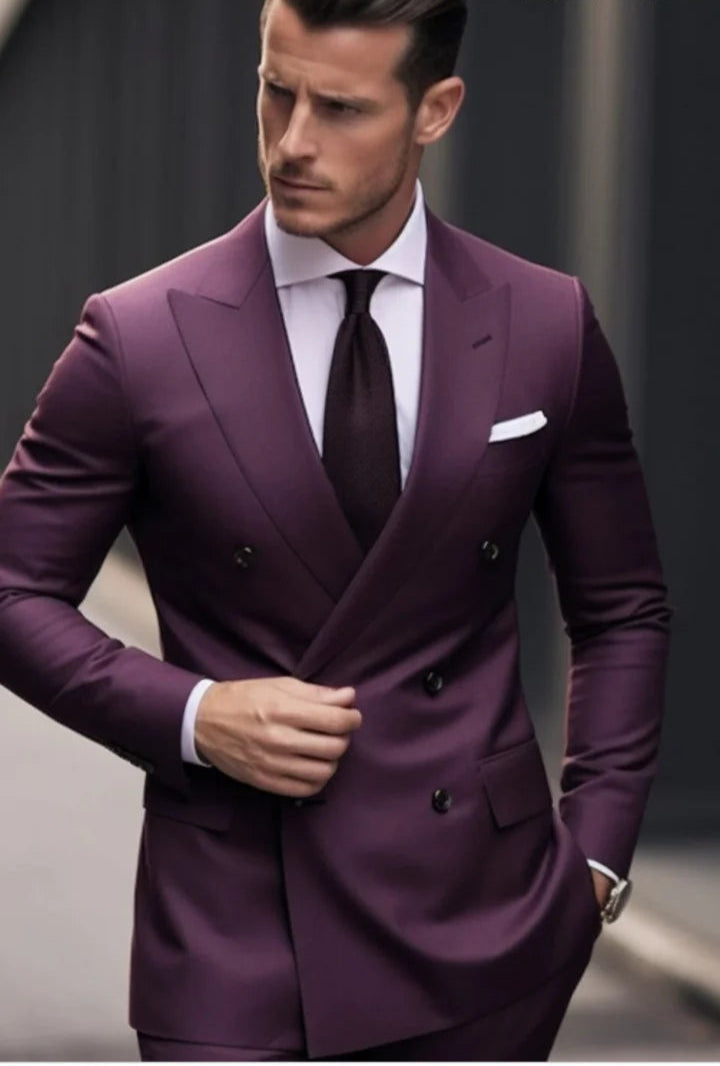 “Purple Double Breasted Suit – Effortless Modern Elegance” by