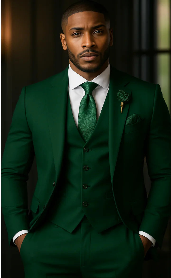Elegant Green 3-Piece Suit/Tailored Fit