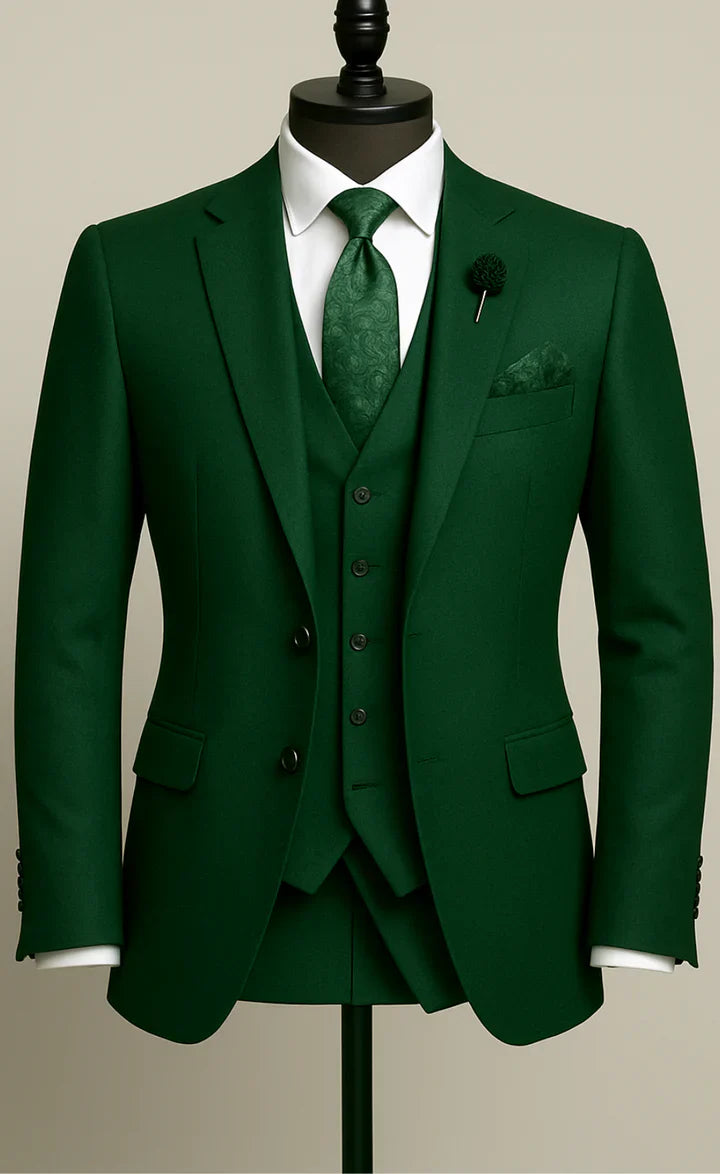 Elegant Green 3-Piece Suit/Tailored Fit