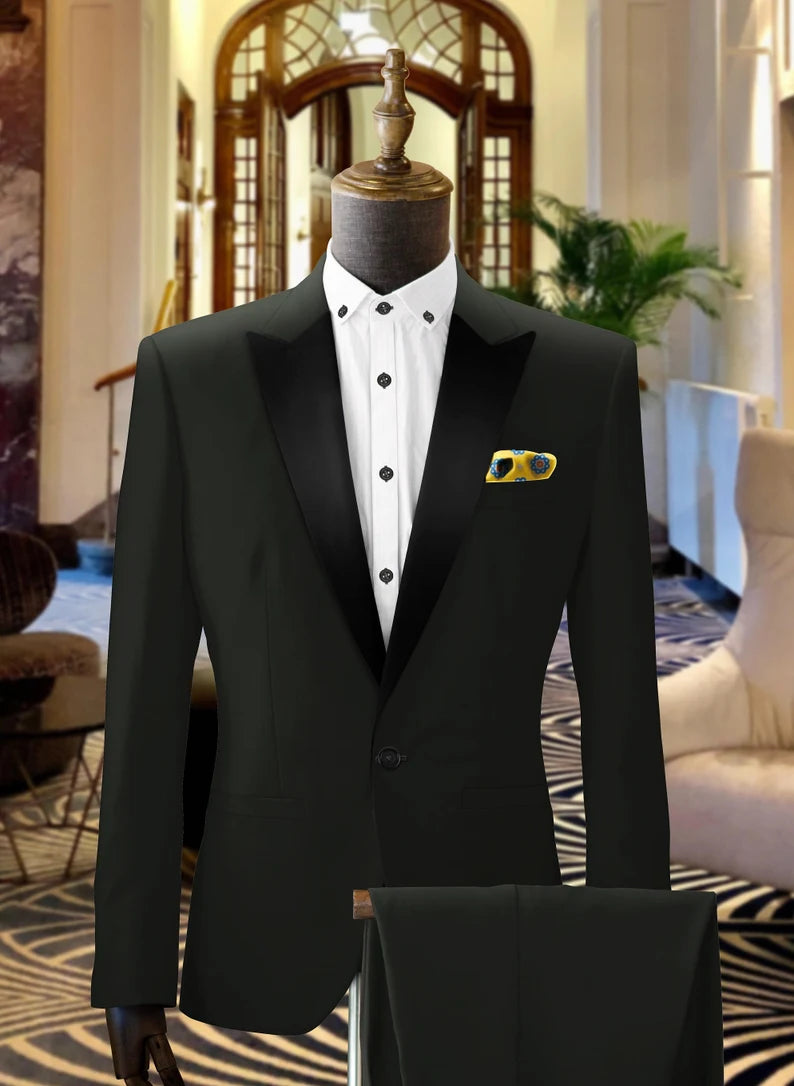 The Luxury Italian Fabric 2-PieceSuit for Men |Black Tux | Wedding, Party wear; Formal Wear