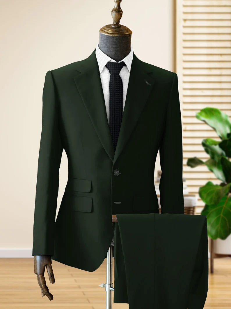 The Luxury Italian Fabric 2-Piece Suit for Men | Ultimo Green| Wedding, Party Wear; Formal Wear