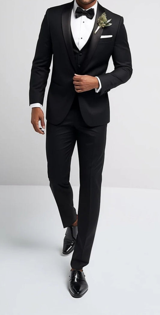 Ultimate Luxury Italian Fabric 3-Piece Suit for Men |Z Black Tuxedo |Wedding, Party & Formal Wear