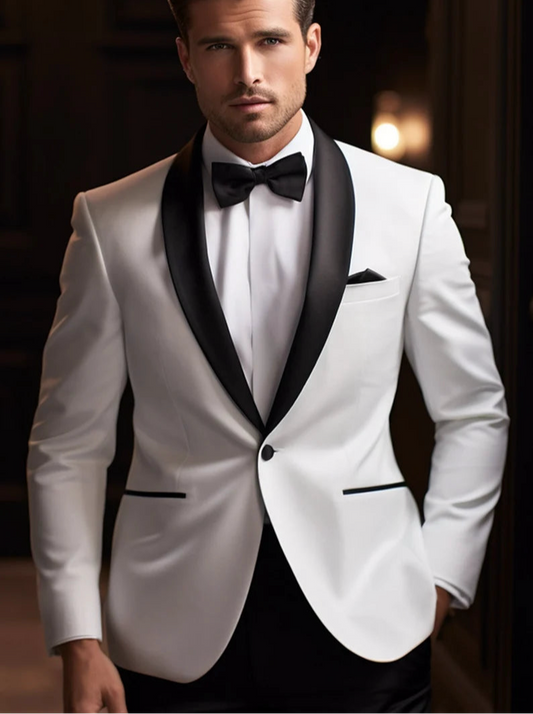 Luxury Italian Fabric 2-Piece Suit for Men | Pure White| Wedding, Party Wear; Formal Wear