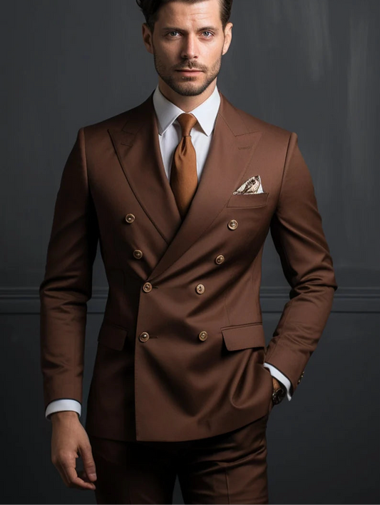 Double Breasted Suit for Men | Bangy Tan | Wedding, Party wear; Formal Wear