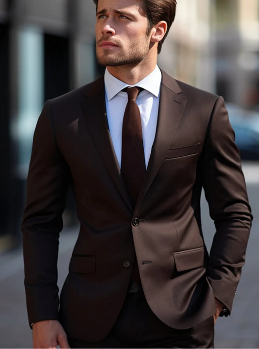 Luxury Italian Fabric 2-PieceSuit for Men |Majestic Brown| Wedding, Party wear; Formal Wear