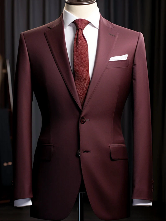 Luxury Italian Fabric 2-Piece Suit for Men | Red Wine| Wedding, Party Wear; Formal Wear