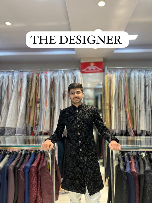 Black IndoWestern Ensemble with Golden Accents – A Blend of Heritage and Modern Elegance