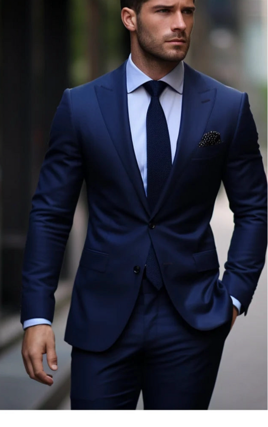 Feel The Luxury Italian Fabric 2-PieceSuit for Men |Bang Blue| Wedding, Party wear; Formal Wear