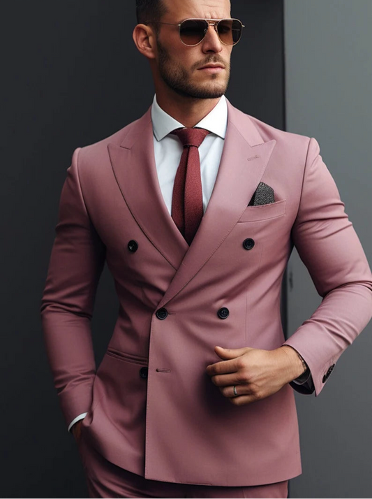 Double Breasted Suit for Men |Powder Lavender | Wedding, Party wear; Formal Wear