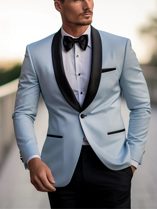 Luxury Italian Fabric 2-Piece Suit for Men |Smoke Blue| Wedding, Party Wear; Formal Wear