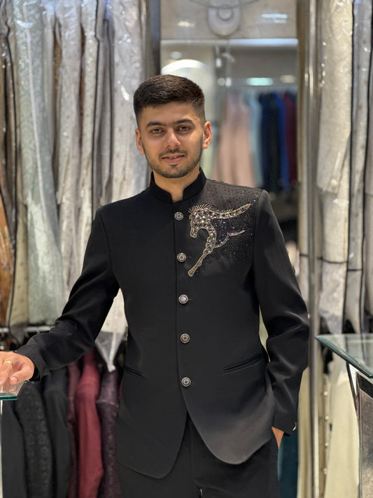 Royal Black Suit – Horce Embroidery