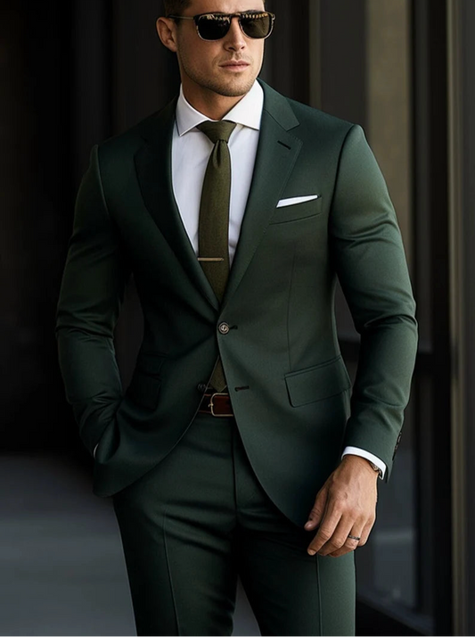 Italian Fabric 2-Piece Suit for Men | Ultimo Green| Wedding, Party Wear; Formal Wear