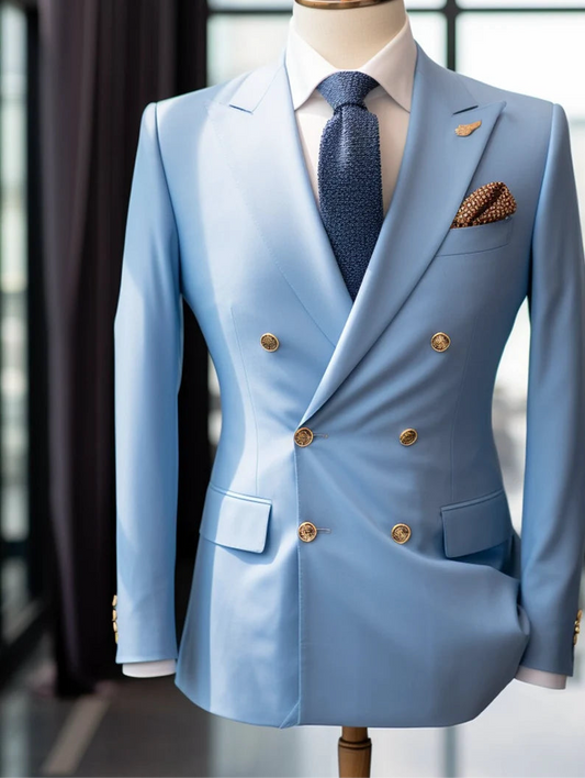 Double Breasted Suit for Men | Powder Blue| Wedding, Party wear; Formal Wear