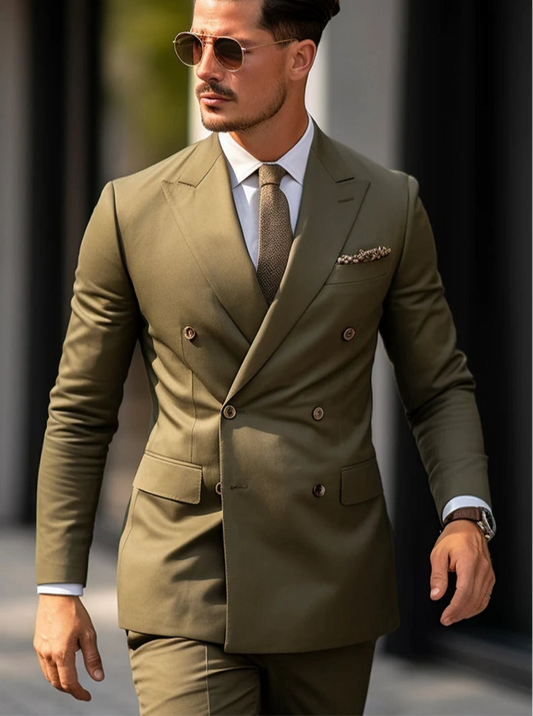 The Double Breasted Suit for Men | Evening Green| Wedding, Party wear; Formal Wear