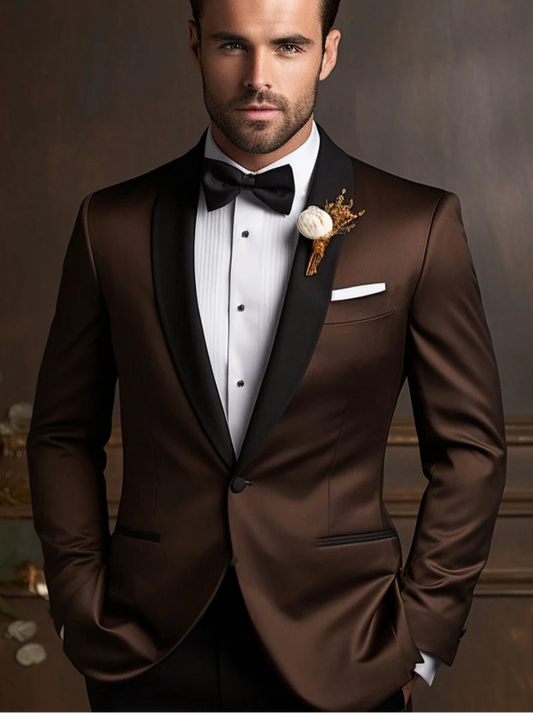 Luxury Italian Fabric 2-Piece Suit for Men |Midnight Brown| Wedding, Party Wear; Formal Wear