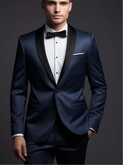 Luxury Italian Fabric 2-Piece Suit for Men |Midnight Blue| Wedding, Party Wear; Formal Wear