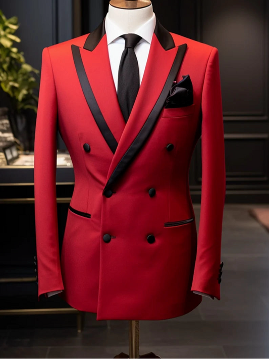Luxury Italian Fabric Double Breasted Suit for Men | Smoke Red | Wedding, Party wear; Formal Wear