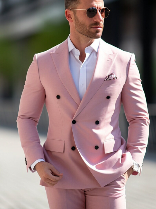 Luxury Double Breasted Suit for Men |Lilac Pink | Wedding, Party wear; Formal Wear