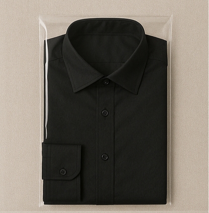 Classic Black Cotton Shirt with Black Buttons