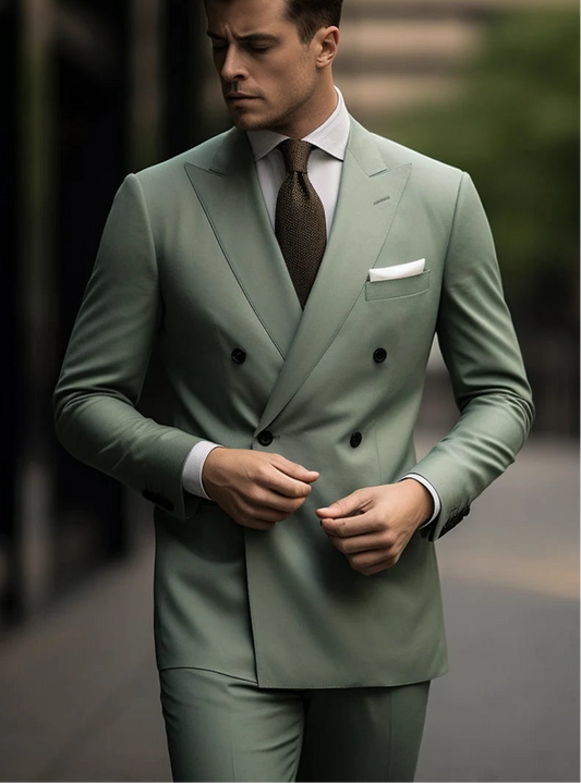 Double Breasted Suit for Men | Sage Green| Wedding, Party wear; Formal Wear