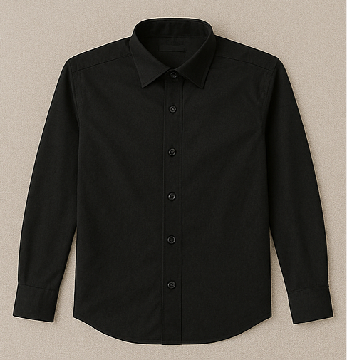 Classic Black Cotton Shirt with Black Buttons