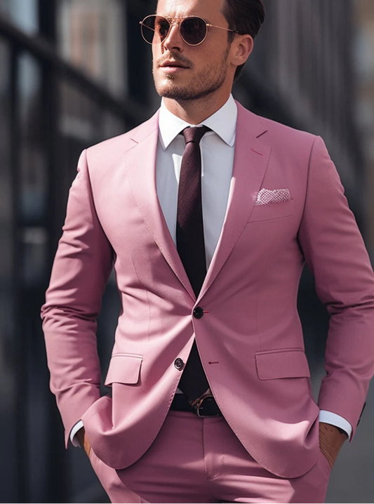 Luxury Italian Fabric 2-PieceSuit for Men |Blossom Pink | Wedding, Party wear; Formal Wear