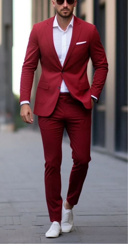 Luxury Italian Fabric 2-Piece Suit for Men | Ultimo Red| Wedding, Party Wear; Formal Wear