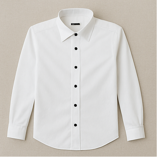 Classic White Cotton Shirt with Black Buttons