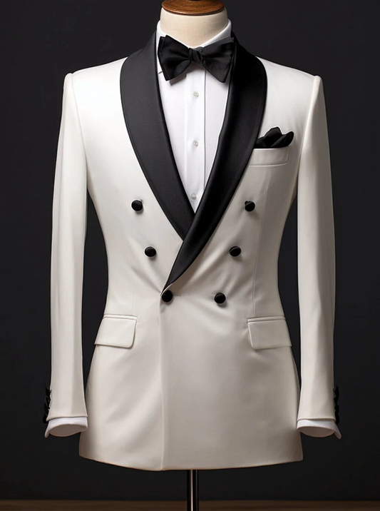 Luxury Double Breasted Tux for Men |Warm Ivory| Wedding, Party wear; Formal Wear